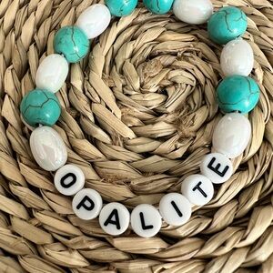 Taylor Swift Opalite Turquoise and White Beaded Bracelet